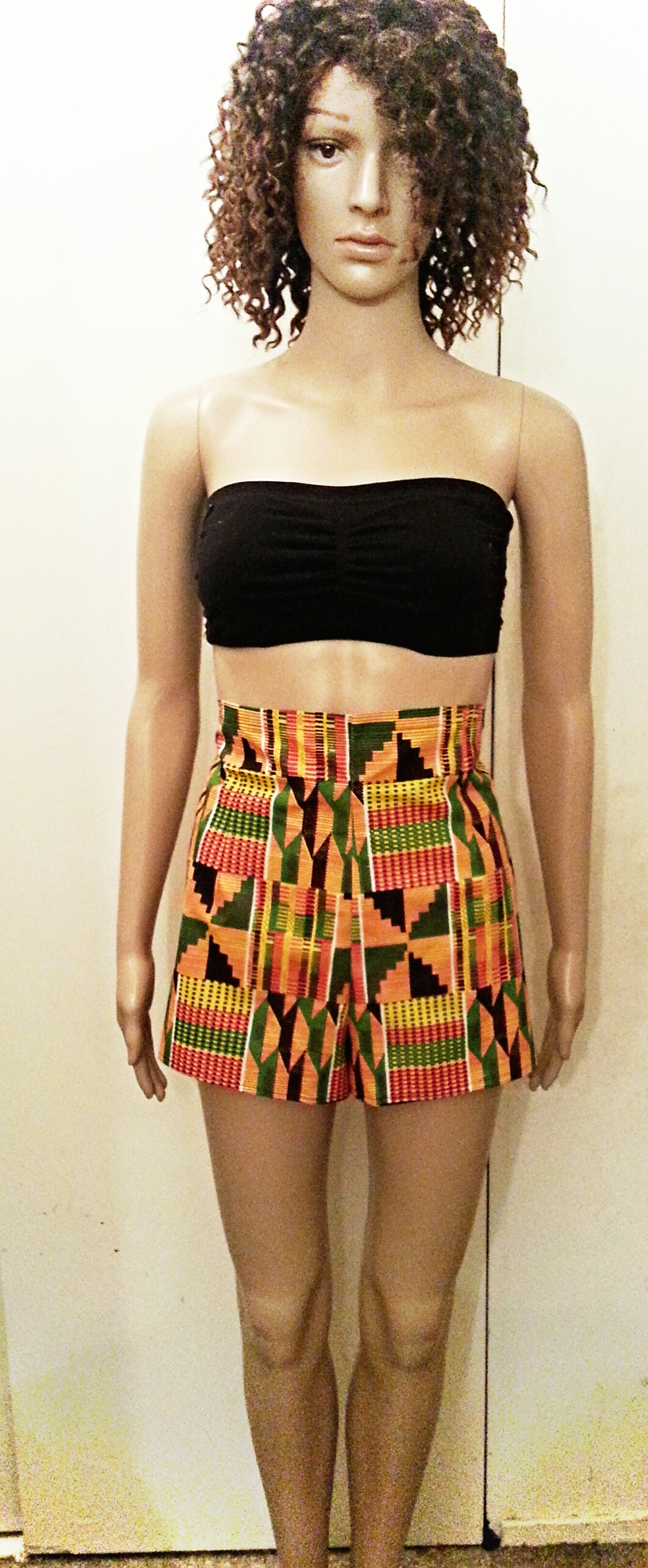 african print high waisted shorts