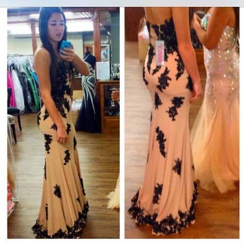 Orange and Black Long Dress for Prom