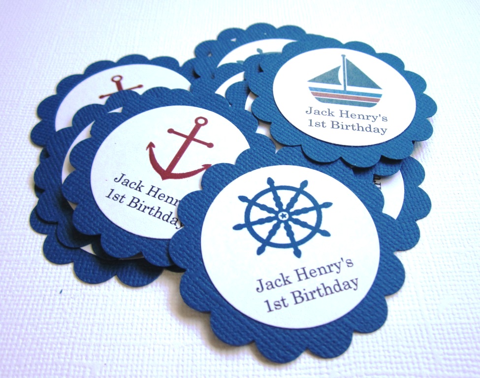 Personalized Nautical Favor Tag in Navy Sailboat Anchor ...