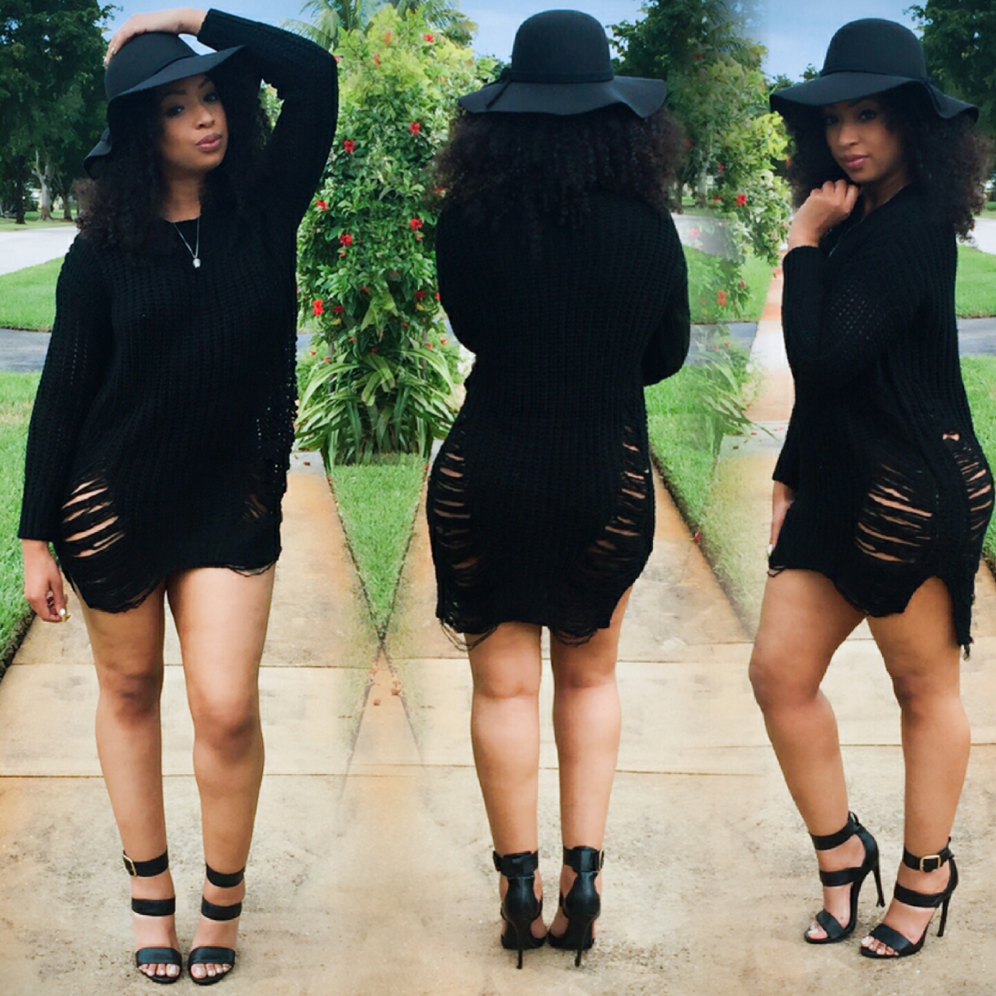 shredded sweater dress