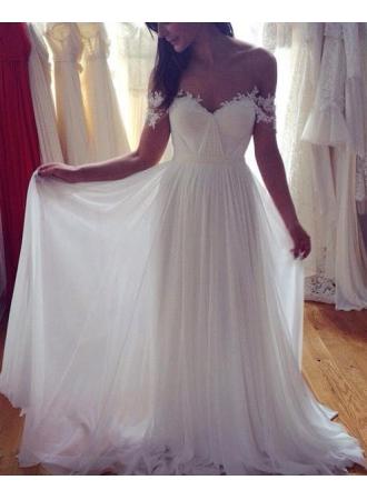 Simple Elegant Off Shoulder Beach Wedding Dresses 2017 Floor Length With Appliques Cheap Wedding Dress Cheap Bridesmaid Dress 2017 From Shedress