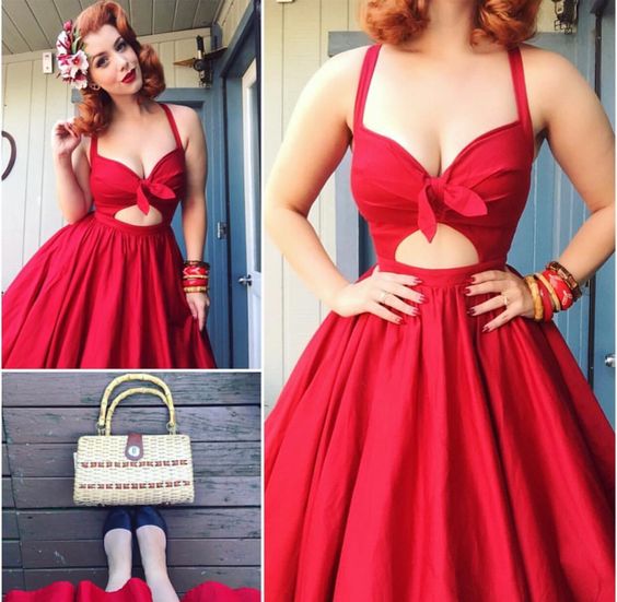 Short Halter Red Prom Dress