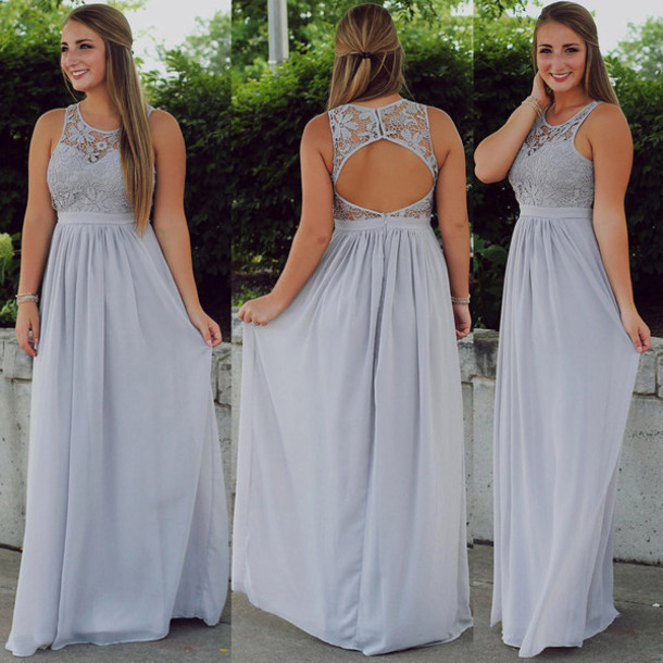 Silver Lace Bridesmaid Dresses