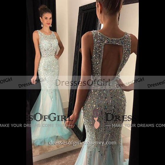 Blue Jewel Prom Dress