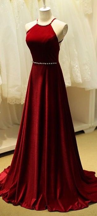 Halter Prom Dress Red Chiffron