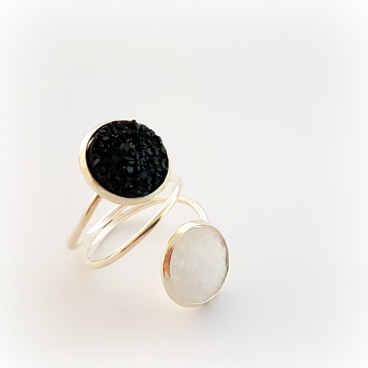 Black Geode Druzy Ring Size 7 12