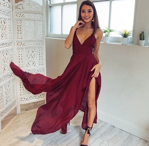 Sexy Prom Dress Burgundy