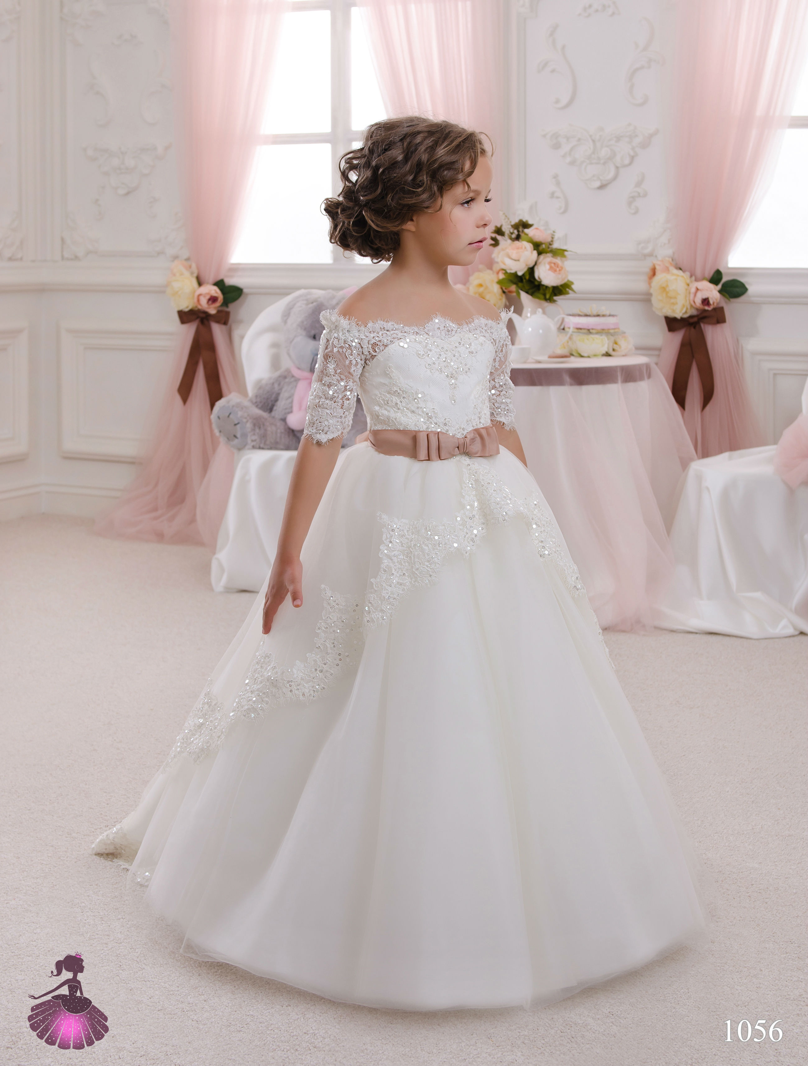 off white lace flower girl dresses