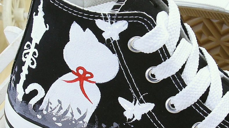 Glow In The Dark Cat Hand Painted Canvas Shoes Sold By Dejavu Cat