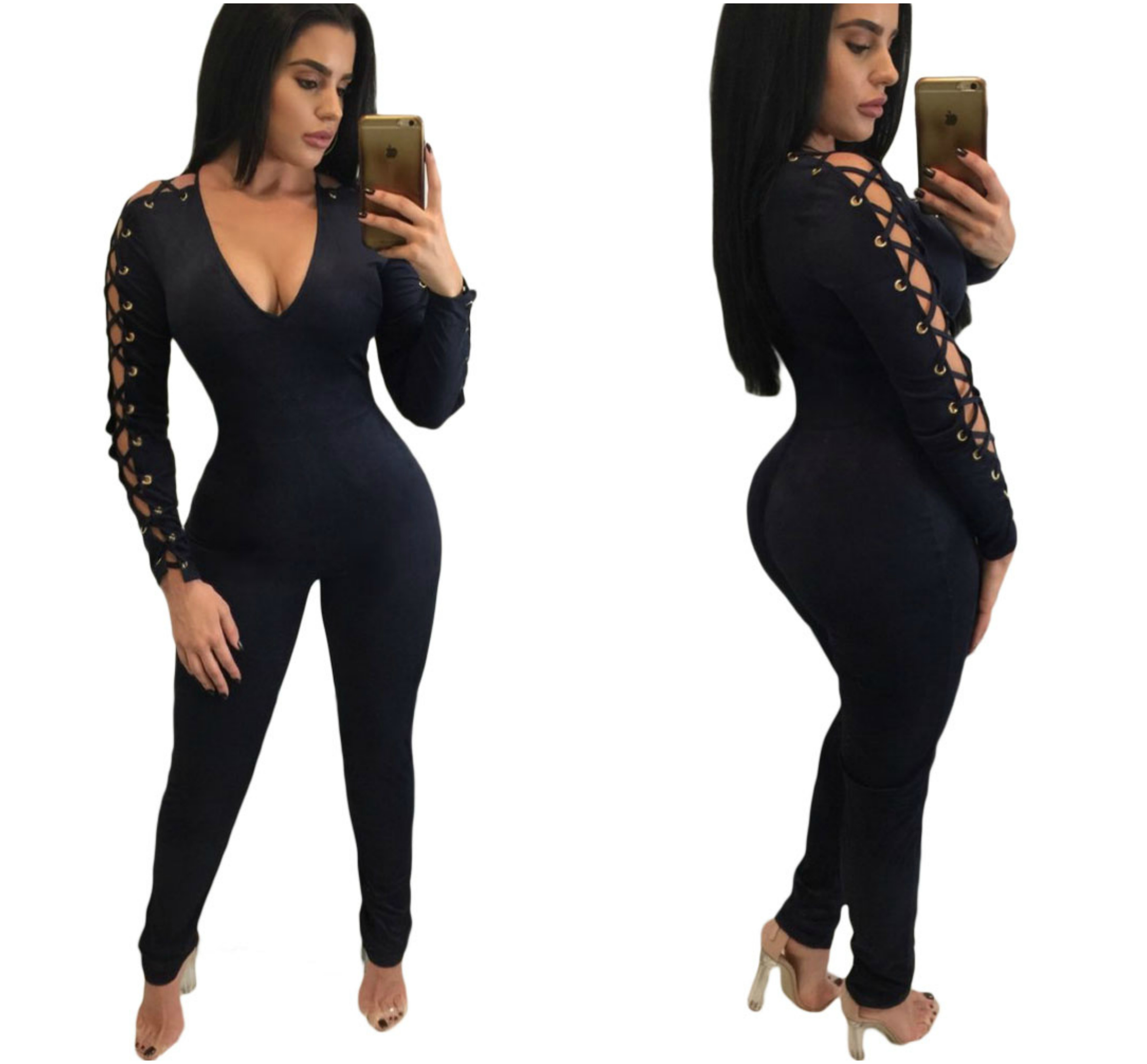 black suede jumpsuit