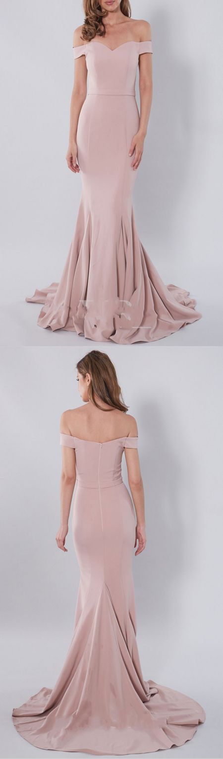 pale pink off the shoulder dress