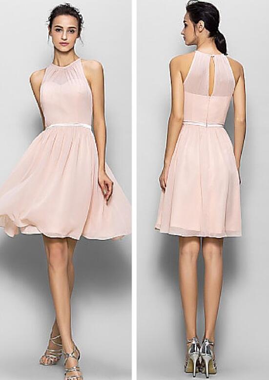 Knee Length Blush Pink Prom Dresses