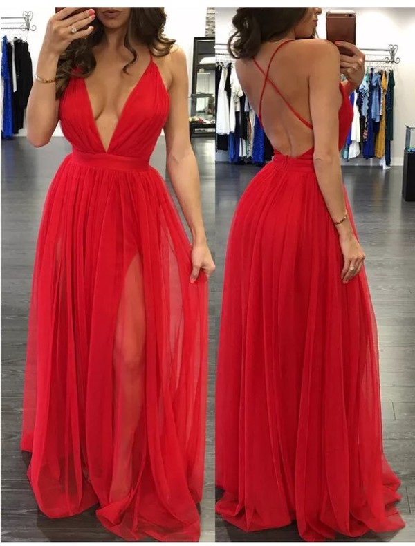 Sexy Deep V Neck Open Back White Jersey Beaded Long Prom Dress With Slit