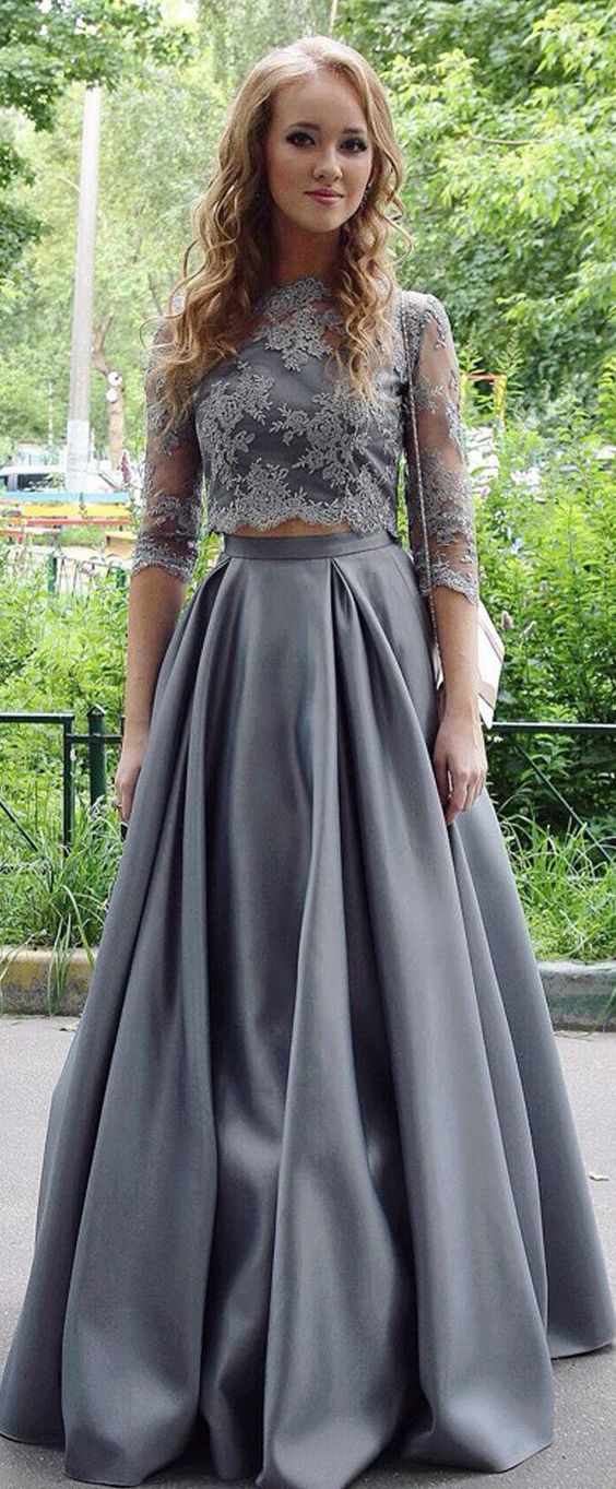 grey silk prom dress