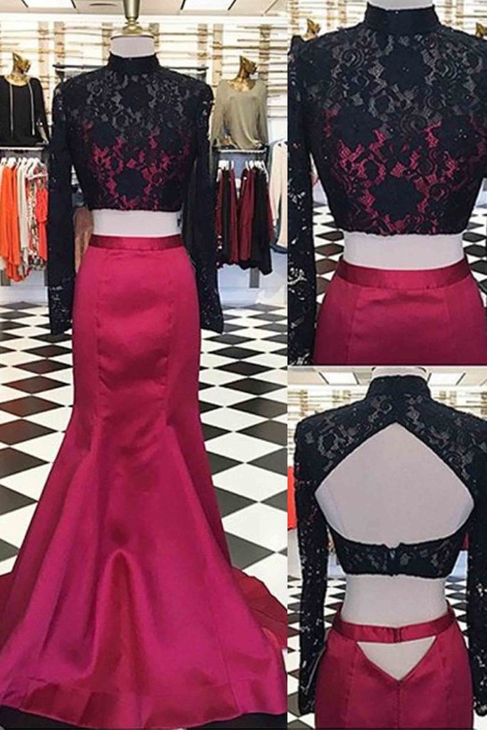 hot pink and black prom dress
