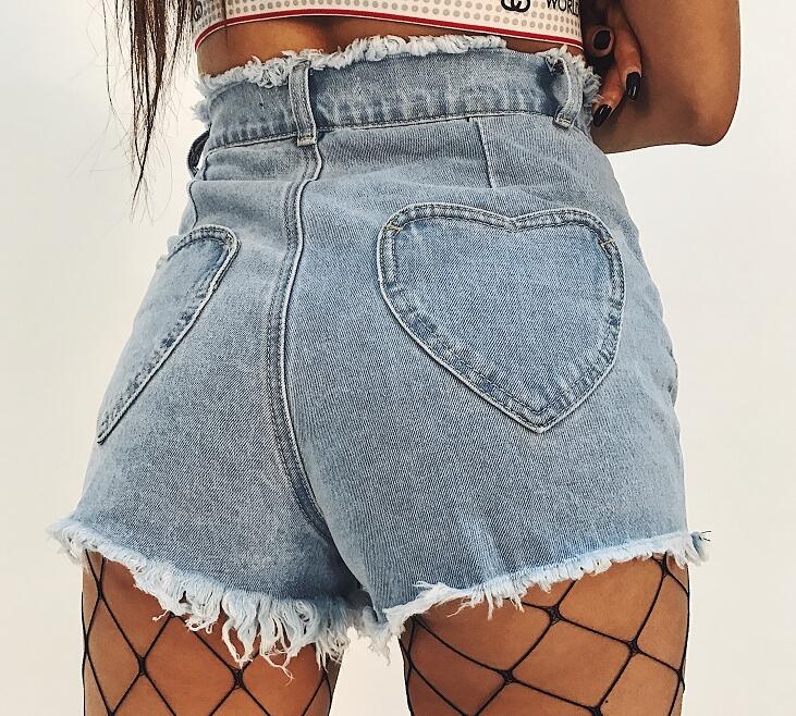 cut out denim shorts