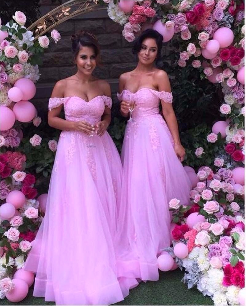 purple off the shoulder bridesmaid dresses
