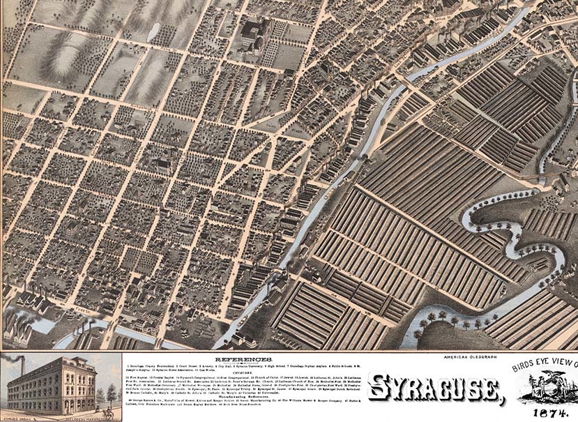 Framable Panorama Fine Art Wall art Reproduction Oswego New York in 1855 Antique Aerial Vintage Bird/'s Eye View Map Gicl\u00e9e
