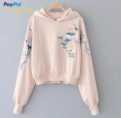 flower embroidered hoodie