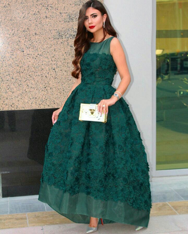 green lace ball gown