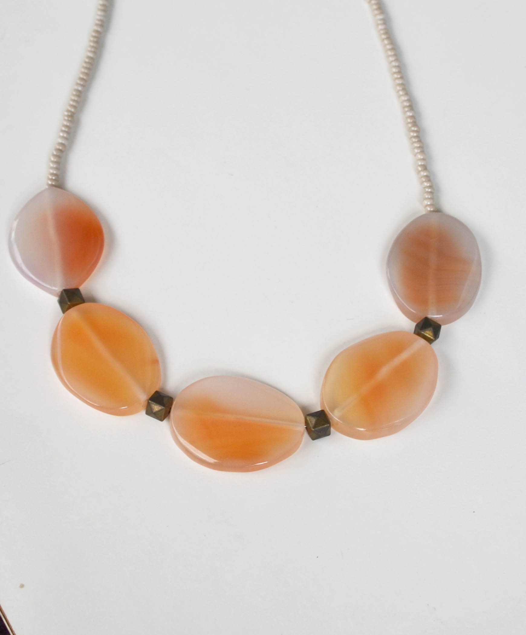 Chunky Agate Necklace, Statement Necklace, Peach Stone Necklace, Christmas Gifts, Gifts for her 