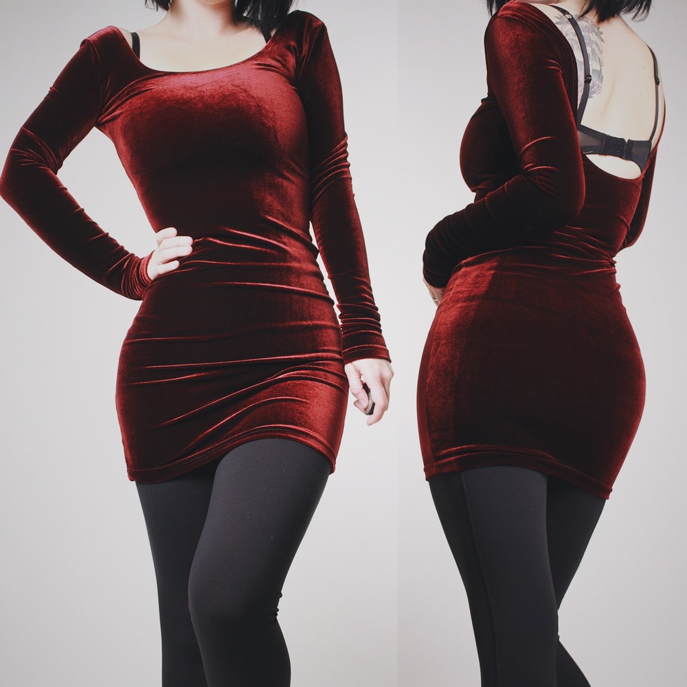 american apparel red velvet dress