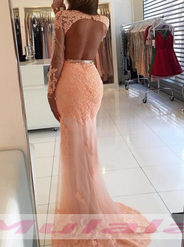 Long Coral Prom Dress