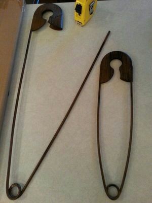 Set Of 2 Extra Large Bronze Safety Pins Wall Decor Wall Art