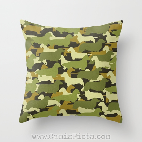Dachshund Camo Camouflage Graphic Print 16x16 Pillow Cover
