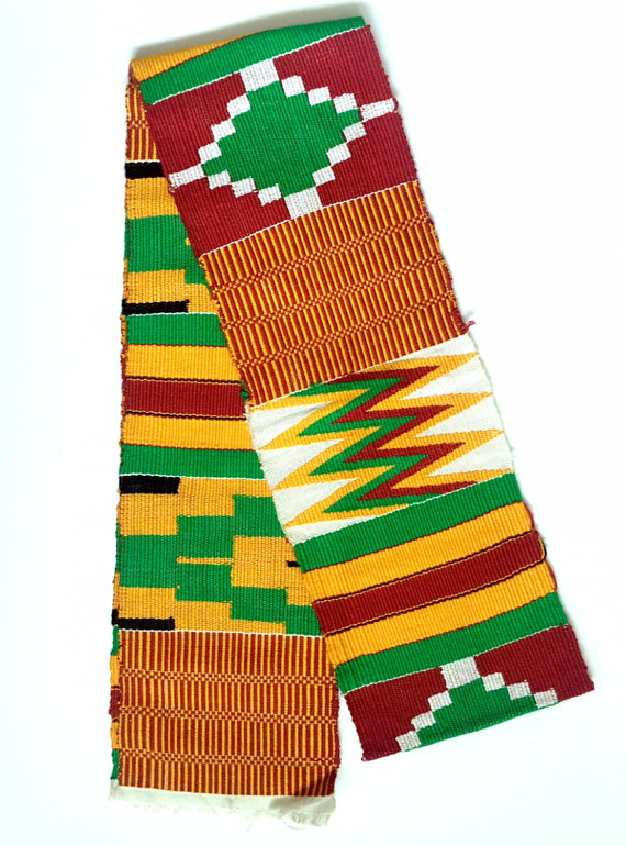Kente Handwoven Sash Kente Scarf Ashanti Stole African Art African