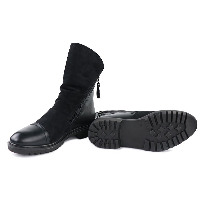 black suede mid calf boots flat