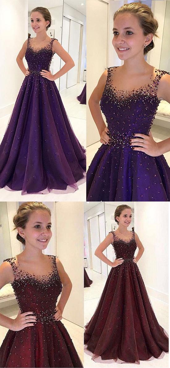 Purple A-Line Prom Dress