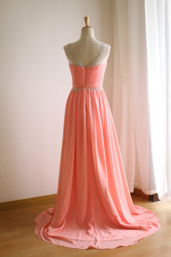 coral pink formal dress