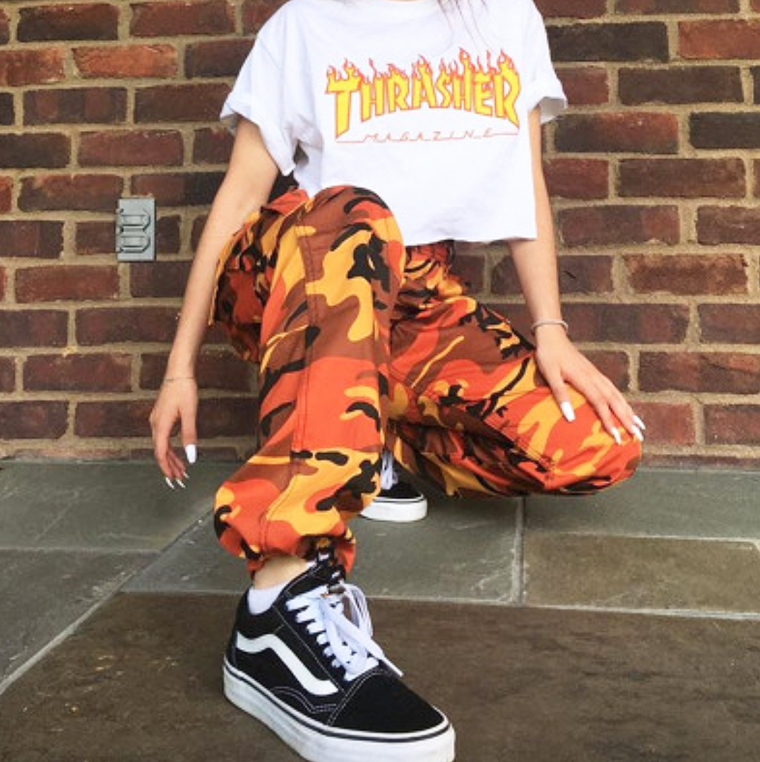 colorful camo cargo pants