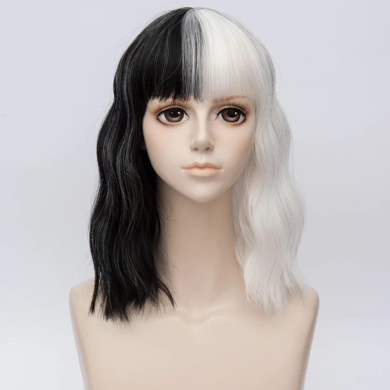 Wavy Black And White Bangs Lolita Cosplay Wig Cosplay Head