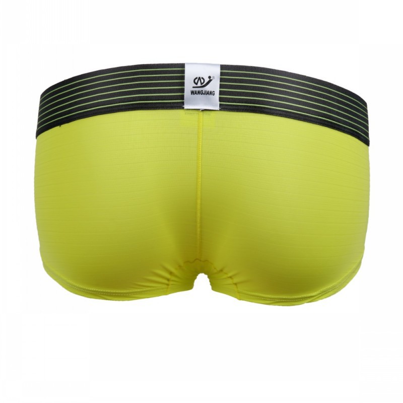5004PJ Yellow Men's sexy underwear ice silky translucent boxer briefs