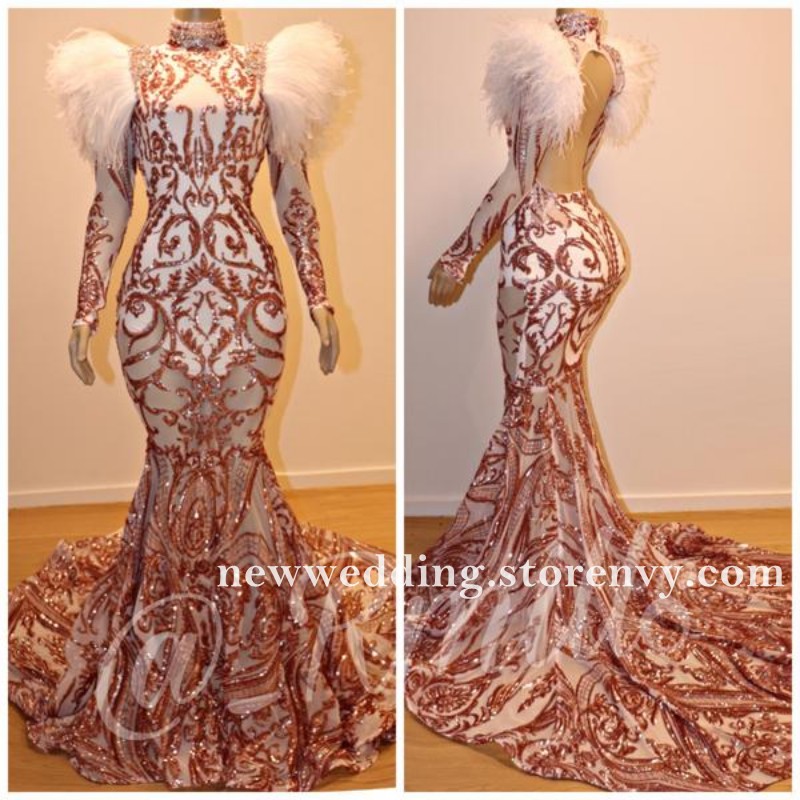 sparkly dress with feathers