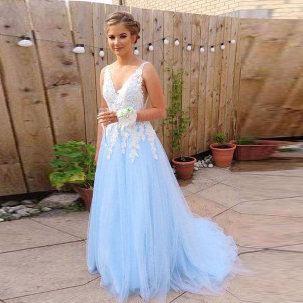 blue wedding party dress