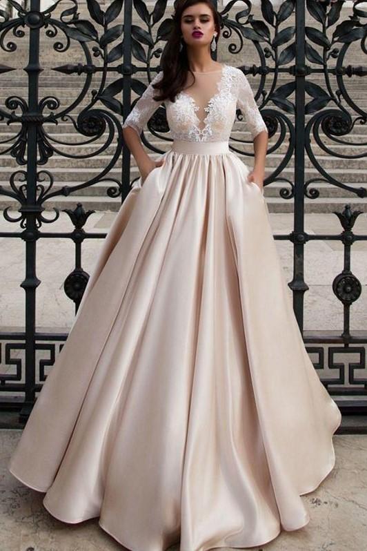 champagne wedding dress
