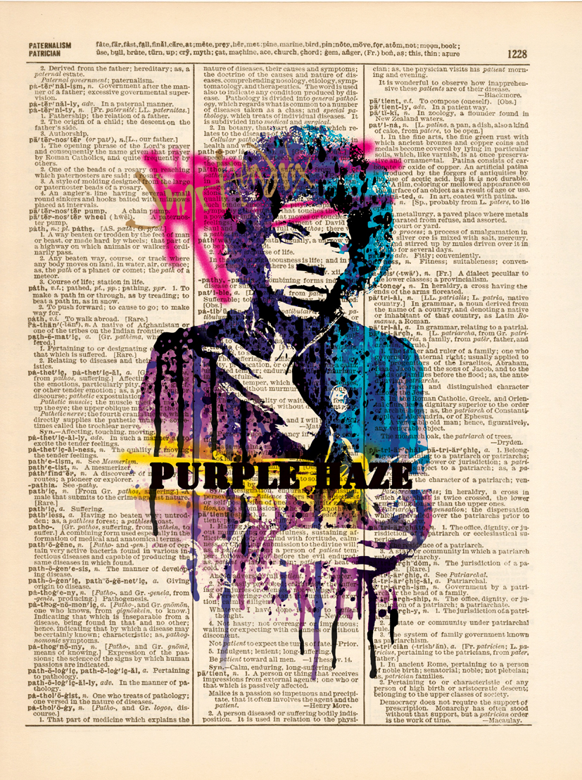 Jimi Hendrix Dictionary Art Print Poster Picture Book Rock Musician Collectible