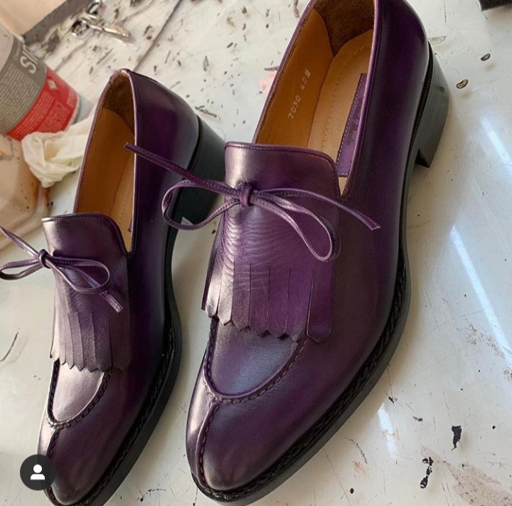 purple leather shoes