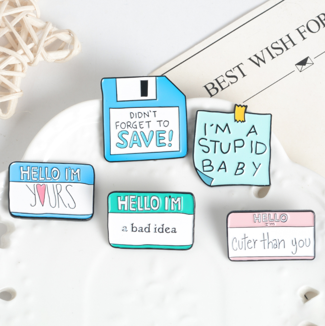 CUTE MESSAGE PINS ( SET / 5PCS ) on Storenvy