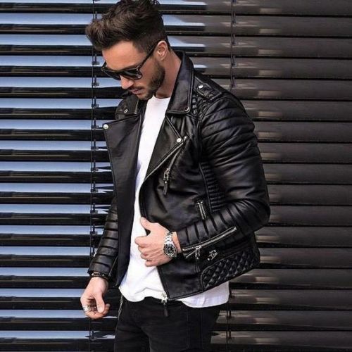 Men/'s New Genuine Black Lambskin Leather Jacket Slim fit Biker Motorcycle jacket