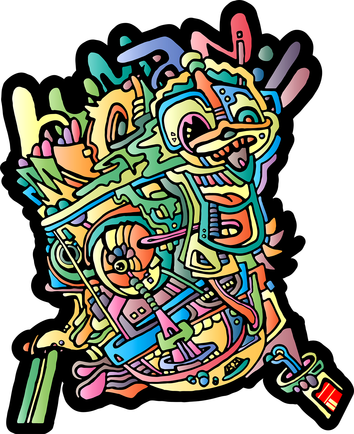 abstract outsider street art style pop art AEQEA Boogerman Sticker