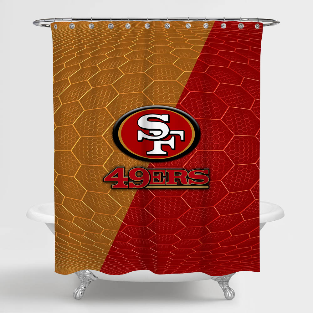 San Francisco 49ers Nfl Honeycomb Custom Shower Curtain 100