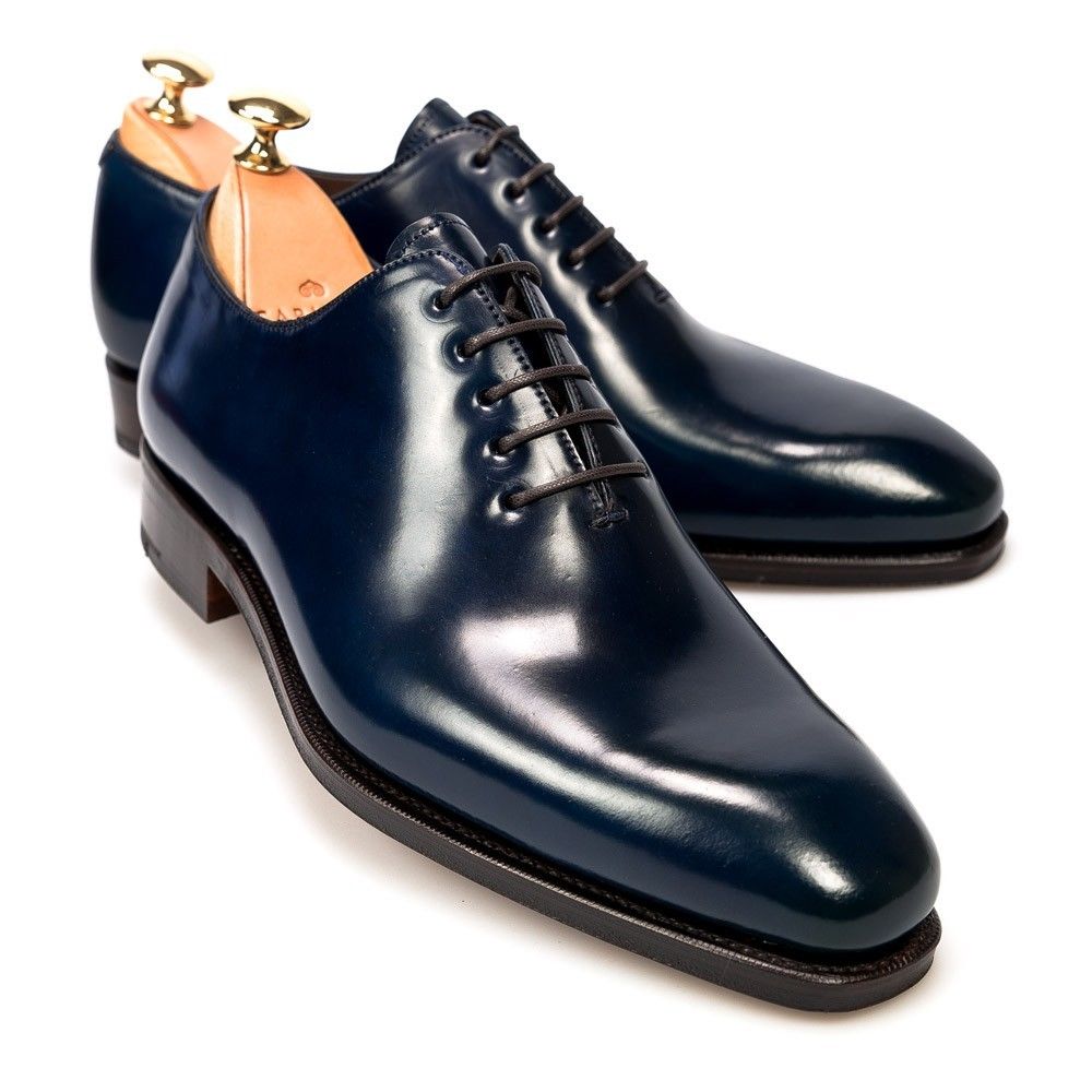 Men�s Handmade Navy Blue Plain Toe Oxfords Leather Men�s