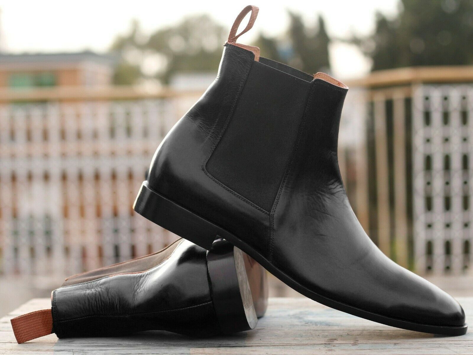 New Stylish Handmade Men's Black Leather Chelsea Boots, Men Ankle Boots