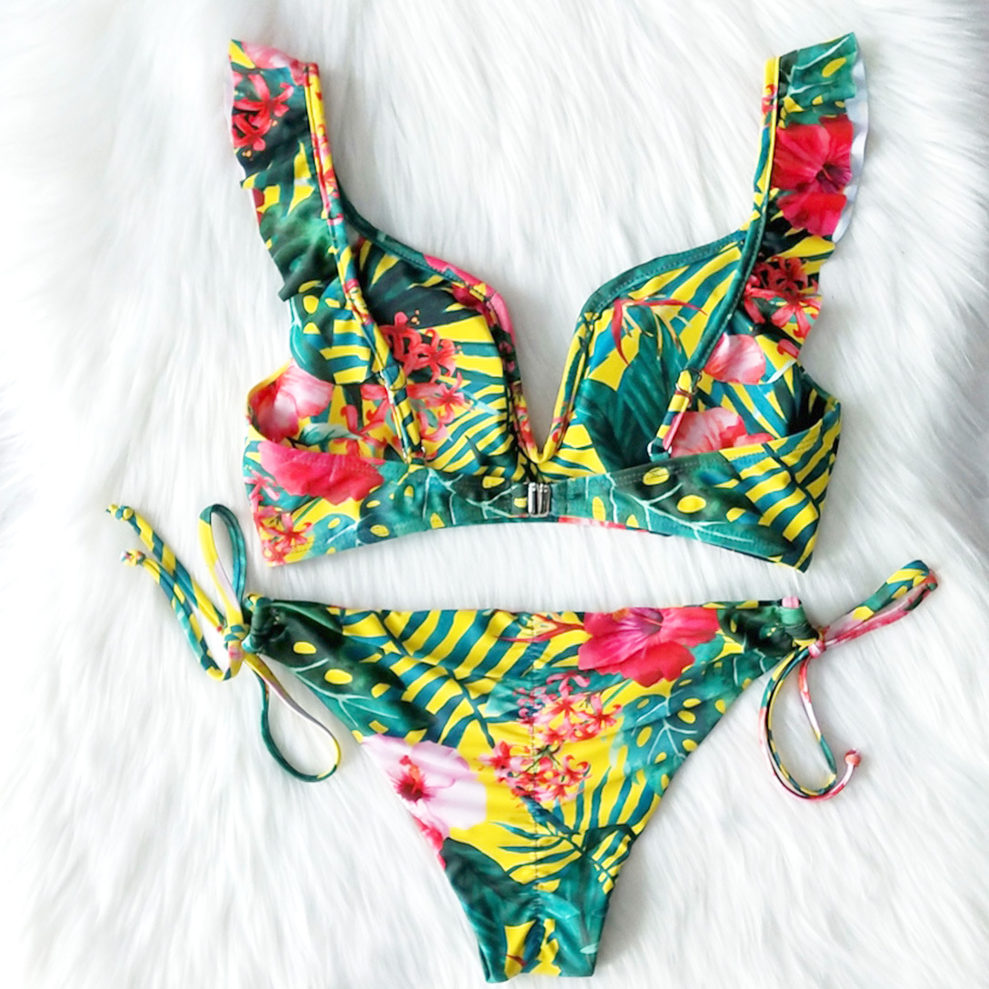 palm leaf print bikini