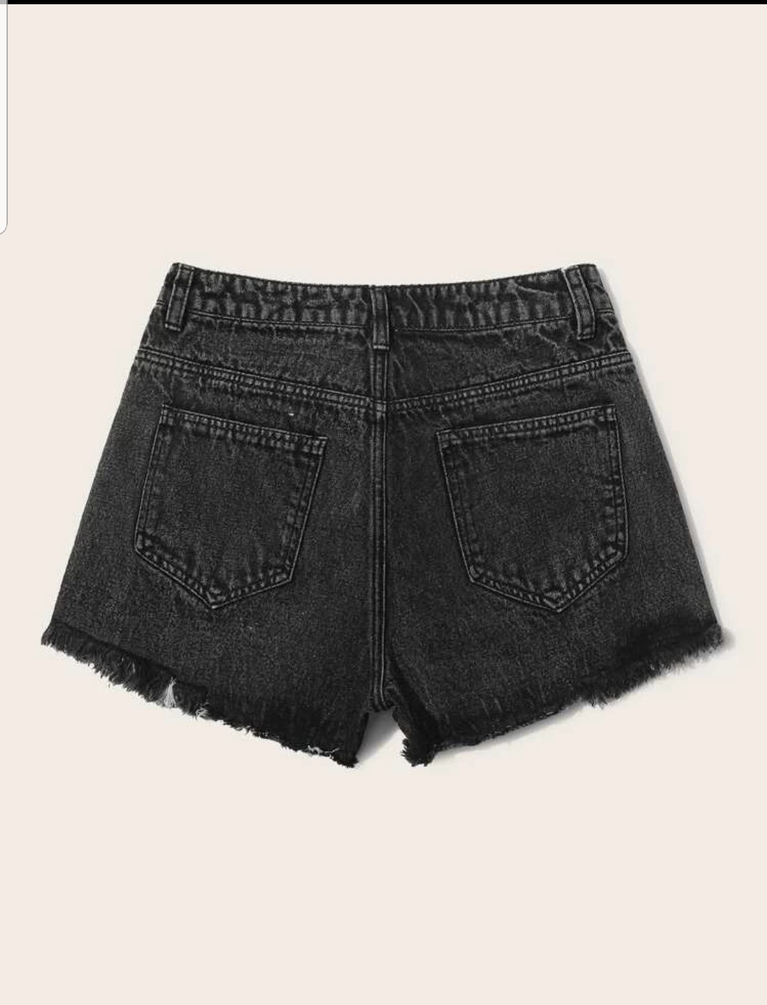 SHEIN High Waist Cut-out Raw Hem Denim Shorts - Sugar Eg