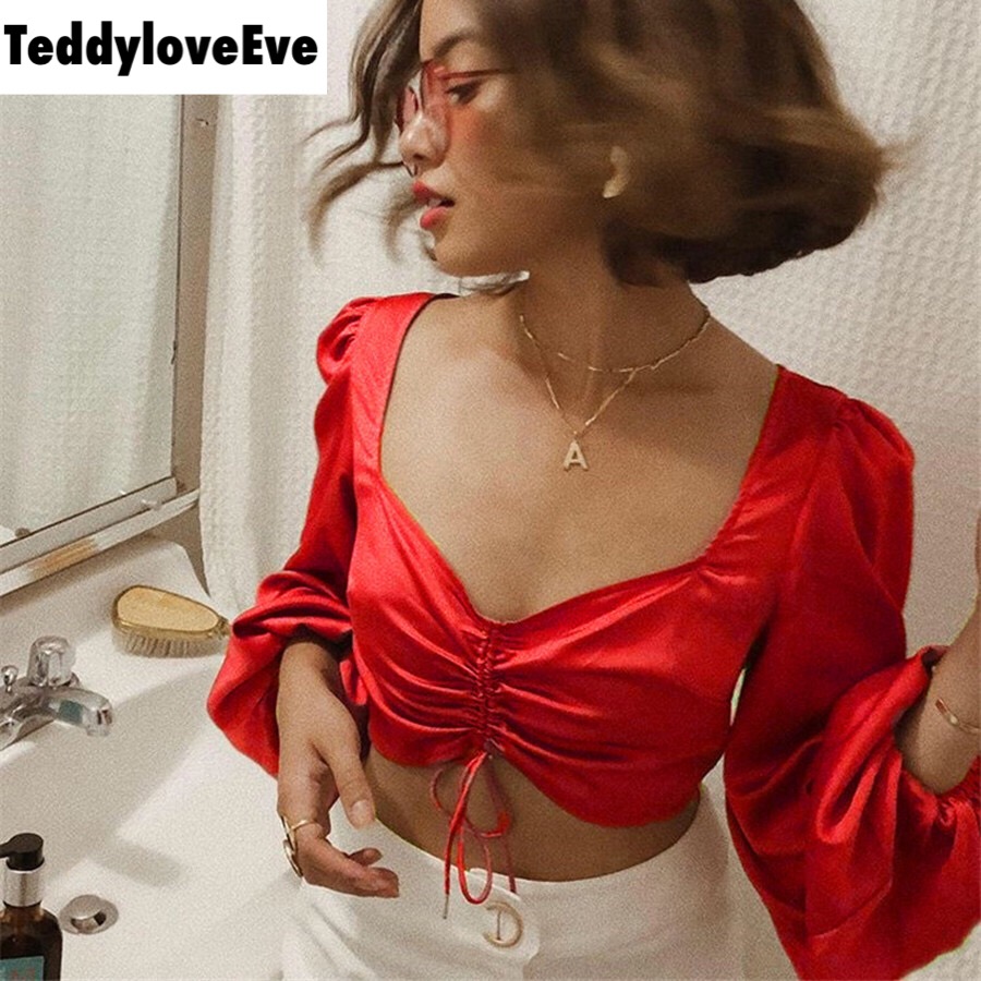 red low cut shirt